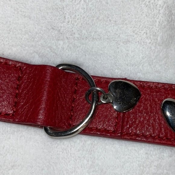 Heart dog collar genuine leather size 20” red - Picture 2 of 8